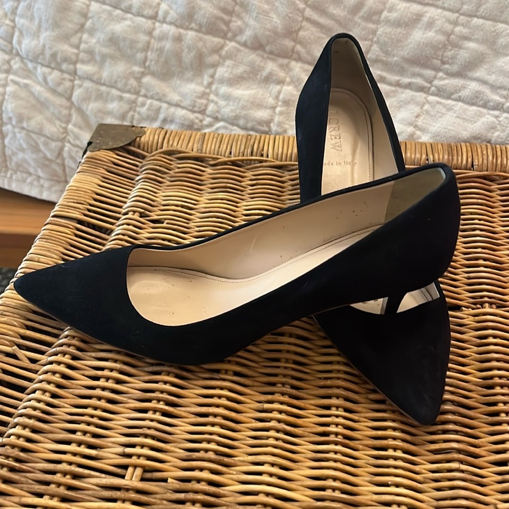 J crew suede pointed kitten heels